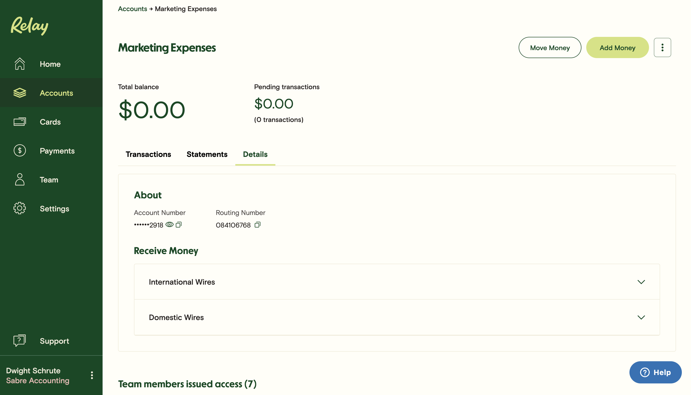 Receiving an ACH Relay Financial