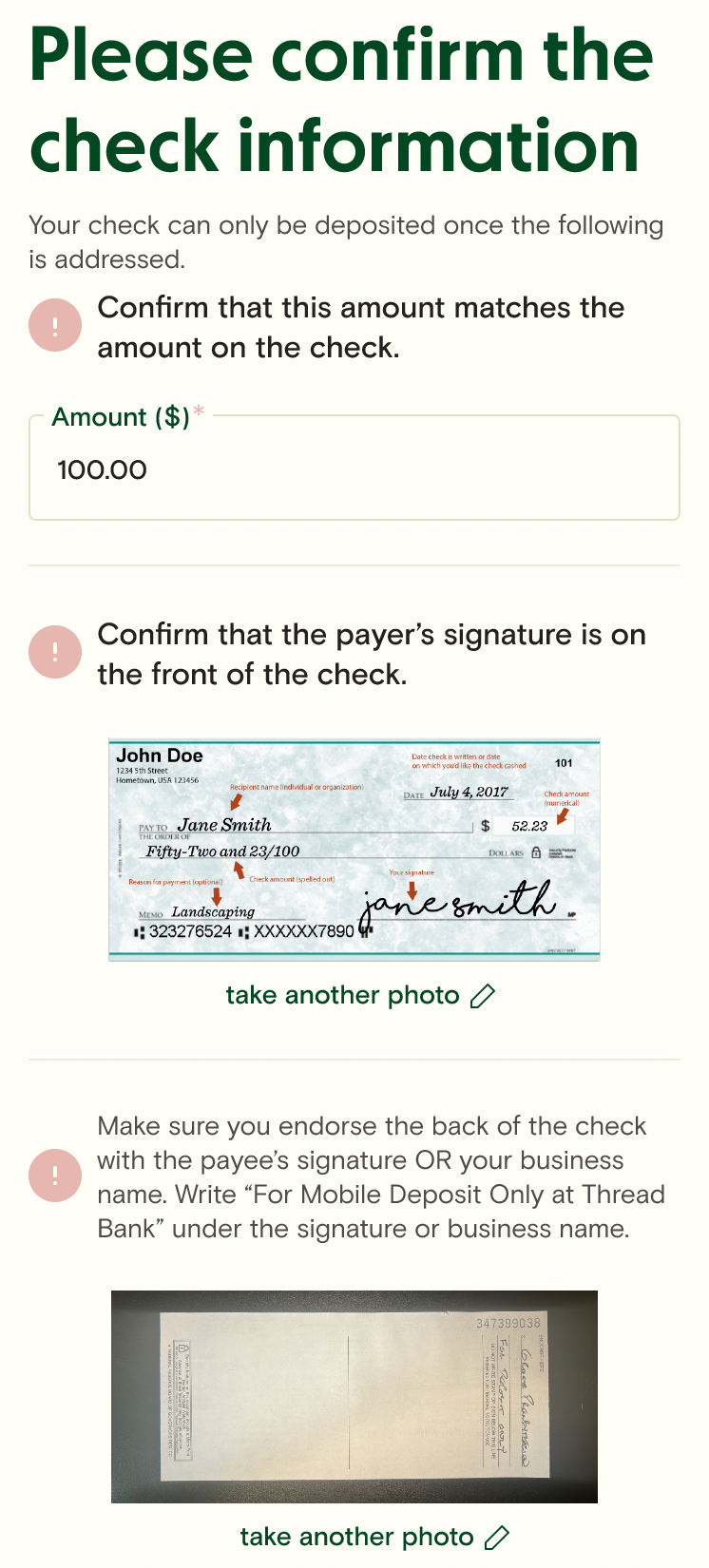Depositing a check relay financial