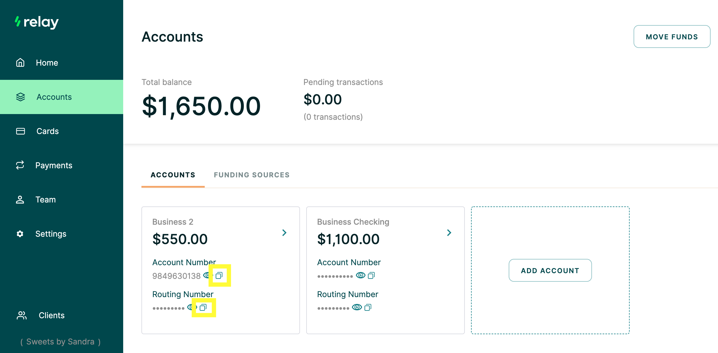 Viewing Your Account and Routing Numbers - Relay Financial