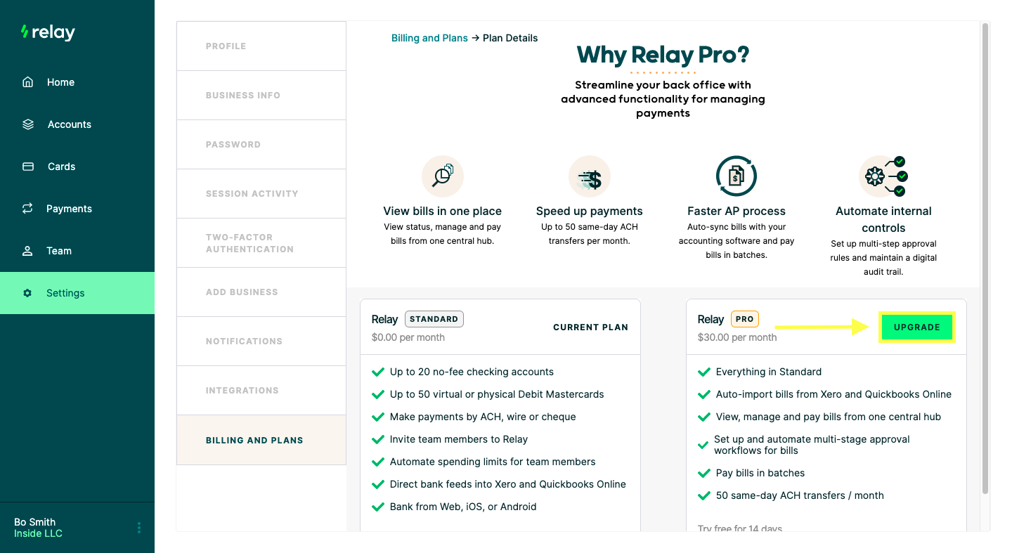 Upgrade to Relay Pro Relay Financial